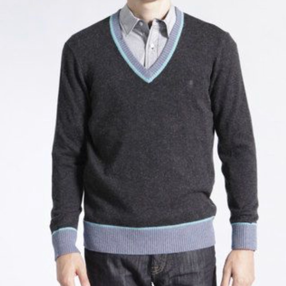 Vintage Brooklyn Industries Contrast V-Neck Sweater